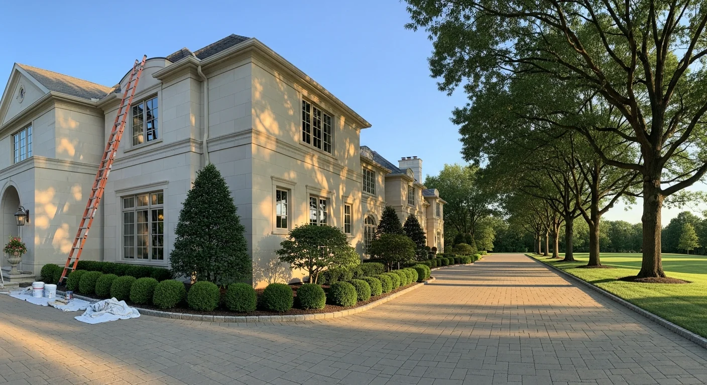 Upscale residential estate in Bloomfield Hills with refined architectural details and professionally maintained grounds.