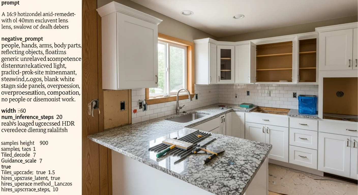A remodeled kitchen in a Washington Township ranch-style home featuring new cabinetry, updated countertops, and recessed lighting. The open layout reflects a typical mid-century home updated by Premier Painting and Home Services.